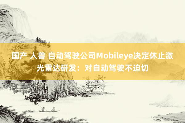 国产 人兽 自动驾驶公司Mobileye决定休止激光雷达研发：对自动驾驶不迫切