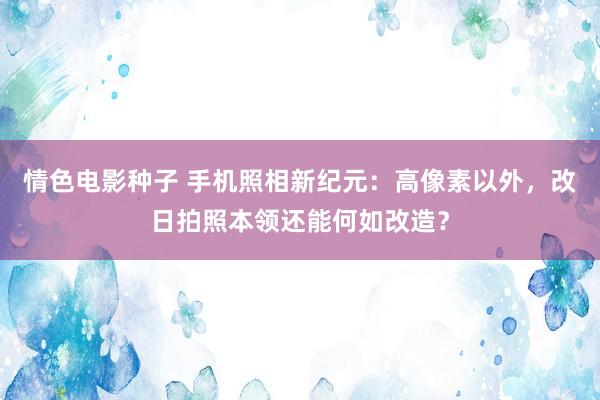 情色电影种子 手机照相新纪元：高像素以外，改日拍照本领还能何如改造？