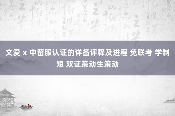 文爱 x 中留服认证的详备评释及进程 免联考 学制短 双证策动生策动