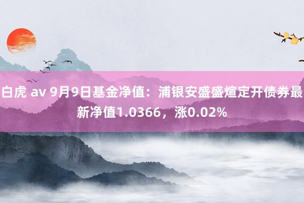 白虎 av 9月9日基金净值：浦银安盛盛煊定开债券最新净值1.0366，涨0.02%