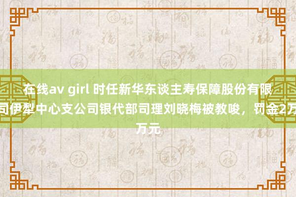 在线av girl 时任新华东谈主寿保障股份有限公司伊犁中心支公司银代部司理刘晓梅被教唆，罚金2万元