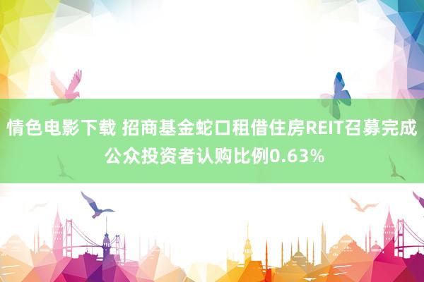 情色电影下载 招商基金蛇口租借住房REIT召募完成 公众投资者认购比例0.63%