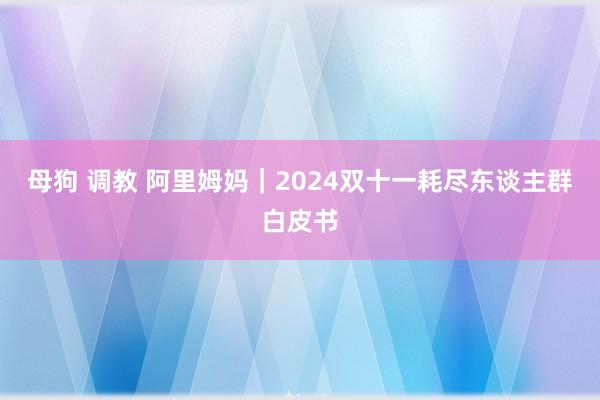 母狗 调教 阿里姆妈｜2024双十一耗尽东谈主群白皮书