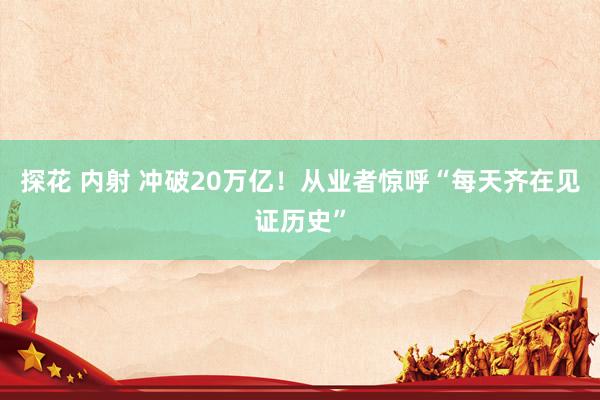 探花 内射 冲破20万亿！从业者惊呼“每天齐在见证历史”