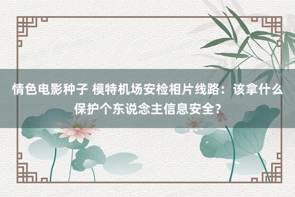 情色电影种子 模特机场安检相片线路：该拿什么保护个东说念主信息安全？