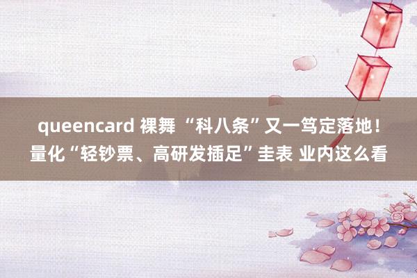 queencard 裸舞 “科八条”又一笃定落地！量化“轻钞票、高研发插足”圭表 业内这么看