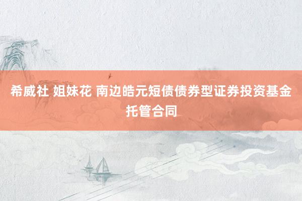 希威社 姐妹花 南边皓元短债债券型证券投资基金托管合同