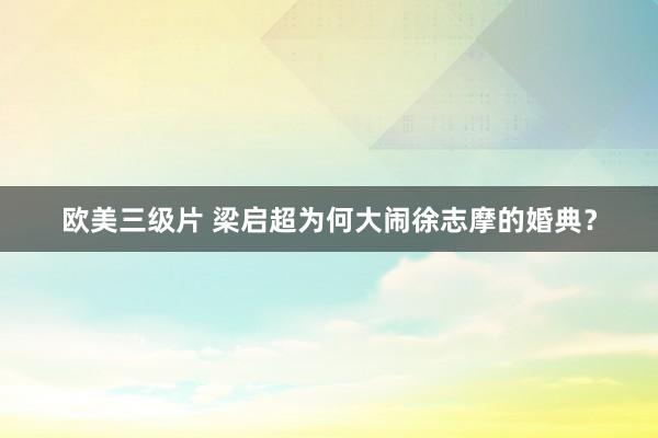 欧美三级片 梁启超为何大闹徐志摩的婚典？