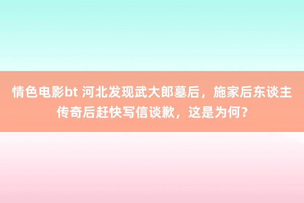 情色电影bt 河北发现武大郎墓后，施家后东谈主传奇后赶快写信谈歉，这是为何？