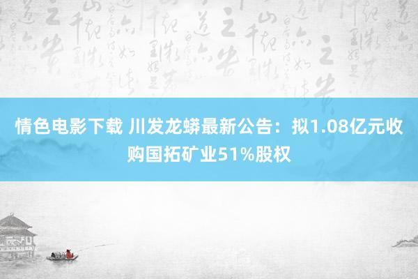 情色电影下载 川发龙蟒最新公告：拟1.08亿元收购国拓矿业51%股权