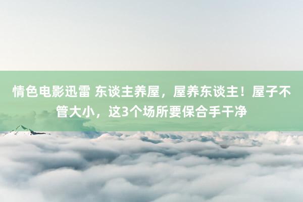 情色电影迅雷 东谈主养屋，屋养东谈主！屋子不管大小，这3个场所要保合手干净