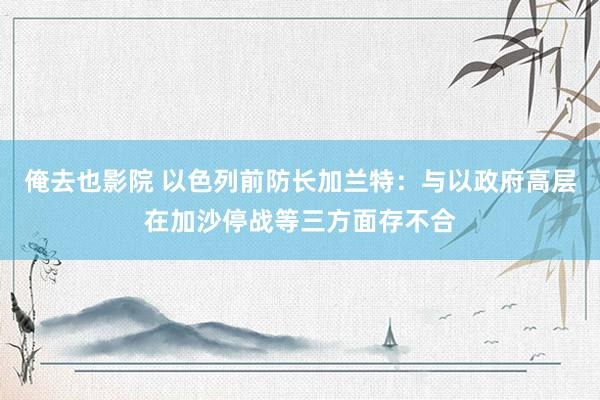 俺去也影院 以色列前防长加兰特：与以政府高层在加沙停战等三方面存不合