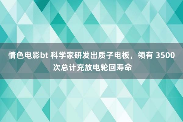 情色电影bt 科学家研发出质子电板，领有 3500 次总计充放电轮回寿命