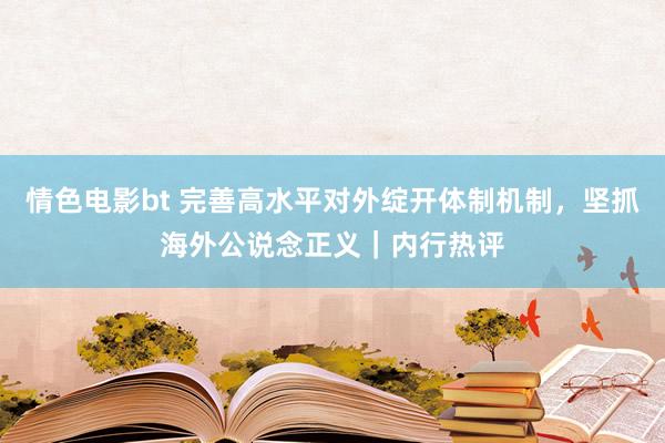 情色电影bt 完善高水平对外绽开体制机制，坚抓海外公说念正义｜内行热评