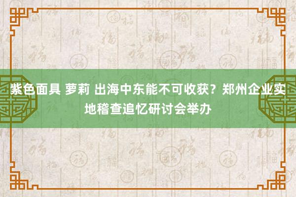 紫色面具 萝莉 出海中东能不可收获？郑州企业实地稽查追忆研讨会举办