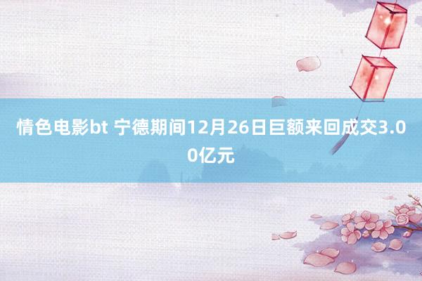 情色电影bt 宁德期间12月26日巨额来回成交3.00亿元