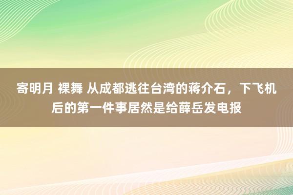 寄明月 裸舞 从成都逃往台湾的蒋介石，下飞机后的第一件事居然是给薛岳发电报