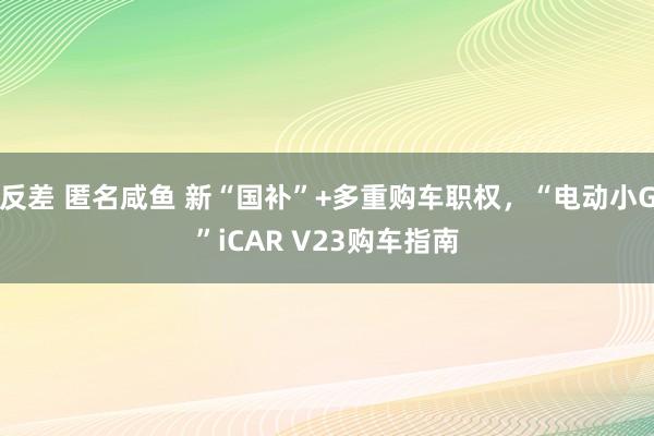 反差 匿名咸鱼 新“国补”+多重购车职权，“电动小G”iCAR V23购车指南