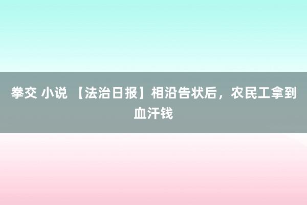 拳交 小说 【法治日报】相沿告状后，农民工拿到血汗钱