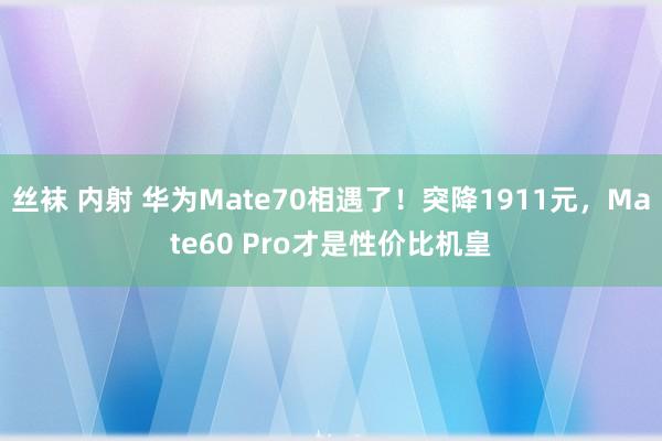 丝袜 内射 华为Mate70相遇了！突降1911元，Mate60 Pro才是性价比机皇